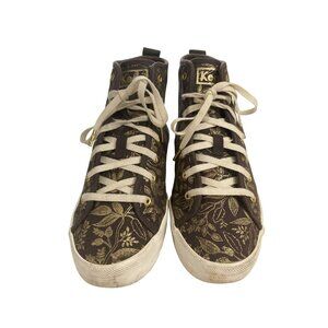 Keds Women's Size 6 Rifle Paper Black Gold Floral Queen Anne Hi Canvas Sneakers